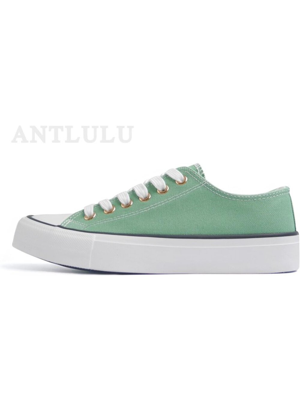 Women's Green Canvas Low Top and Lace up Fashion Classic Flexible Sneakers - Picture 6 of 6